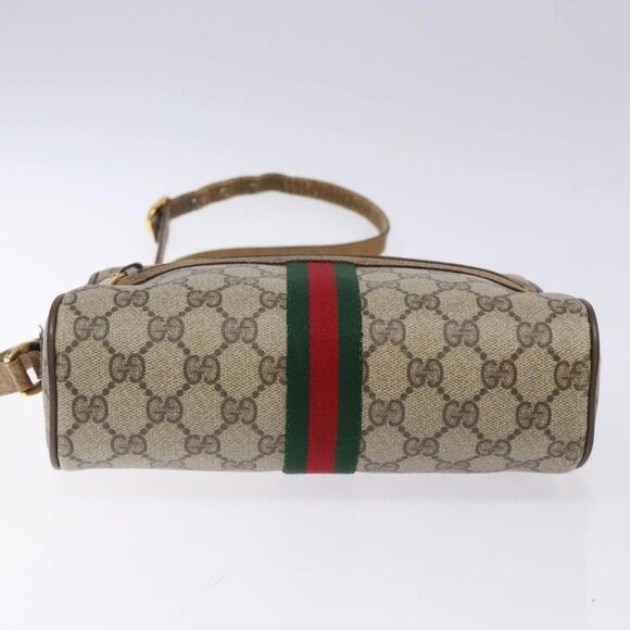 GUCCI GG Supreme Web Sherry Line Bag PVC Beige Gold - Picture 5 of 16